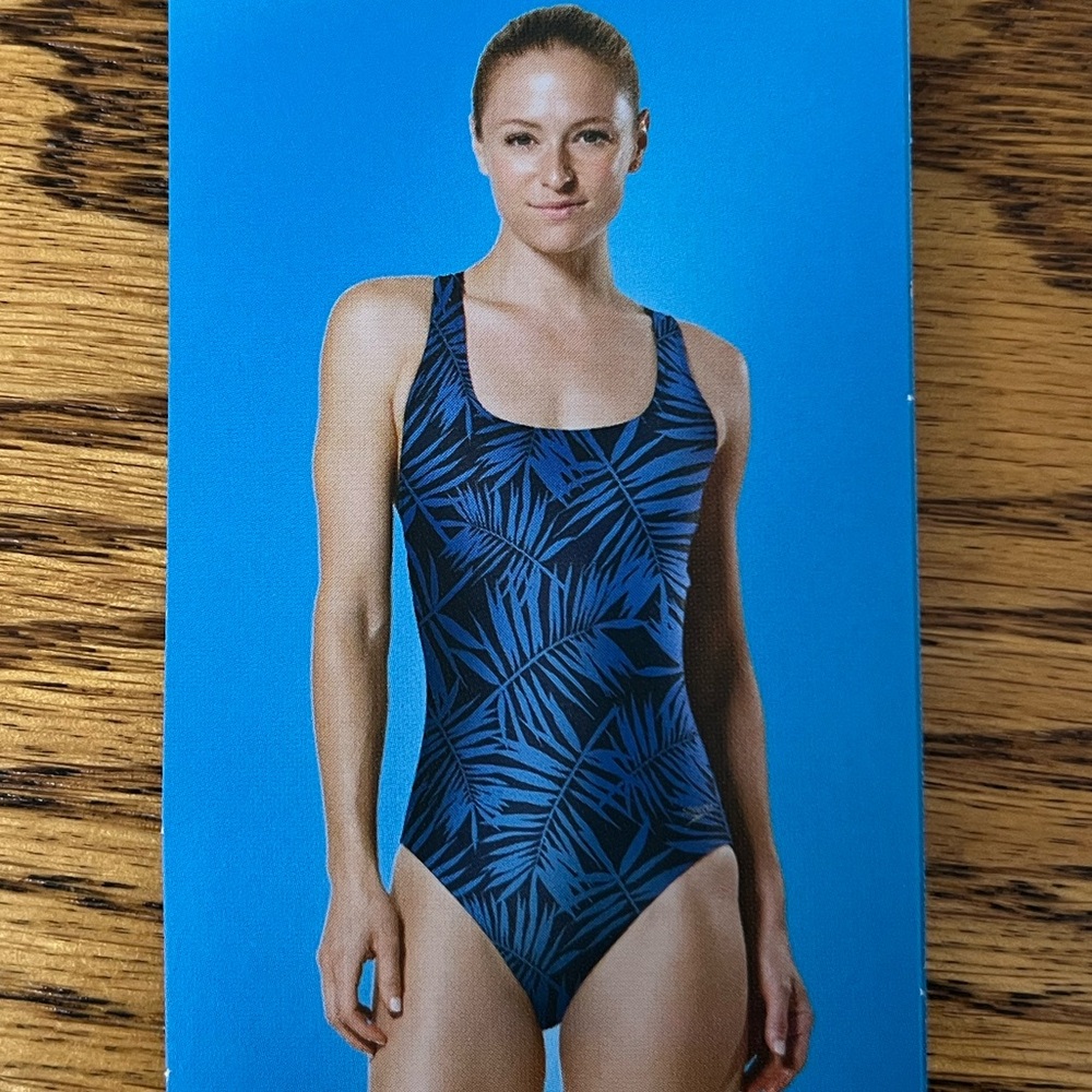 Speedo Tropical Blue Leaf One-Piece